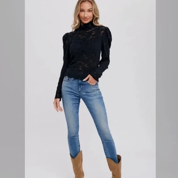 Mock Neck Lace Top - Picture 3 of 6